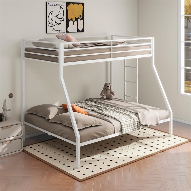 Coaster Alevera Transitional Steel Twin Over Full Bunk Bed with Ladder in White