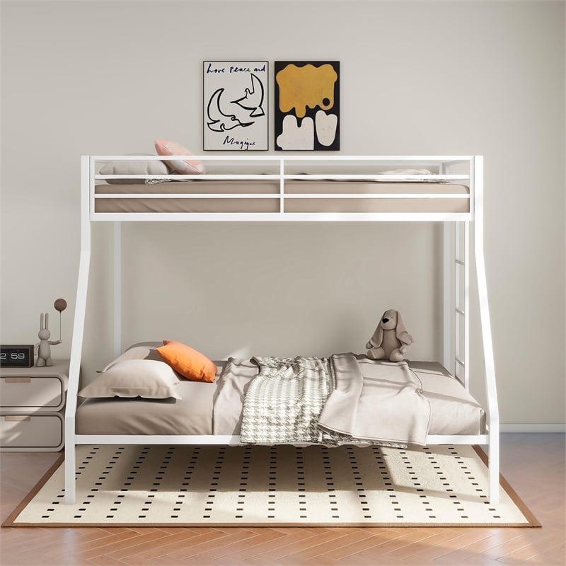 Coaster Alevera Transitional Steel Twin Over Full Bunk Bed with Ladder in White