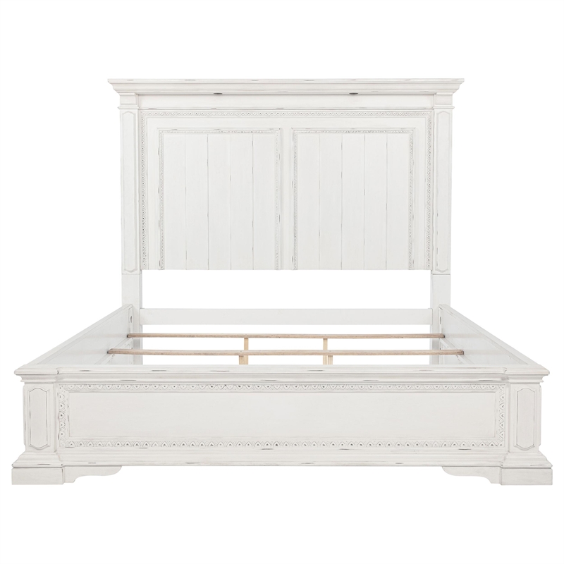 Coaster McKinney Wood Eastern King LED Light Panel Bed in Vintage White