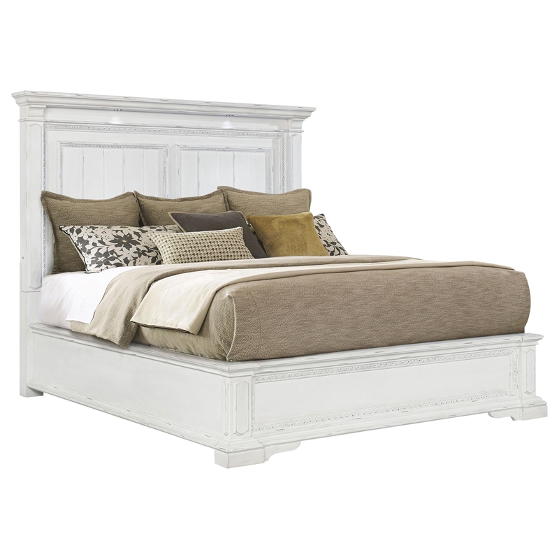 Coaster McKinney Wood California King LED Light Panel Bed in Vintage White