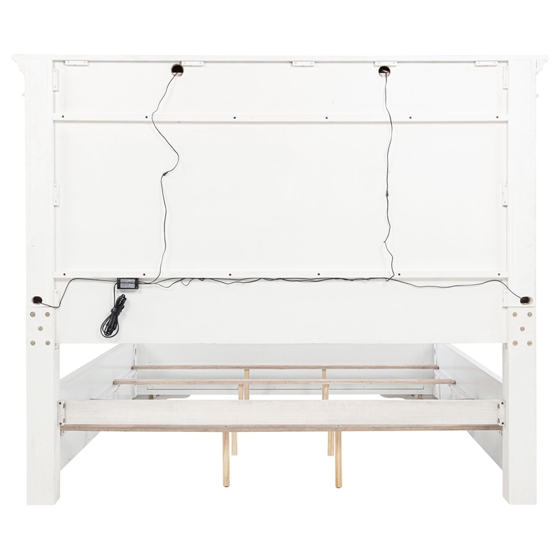 Coaster McKinney Wood California King LED Light Panel Bed in Vintage White