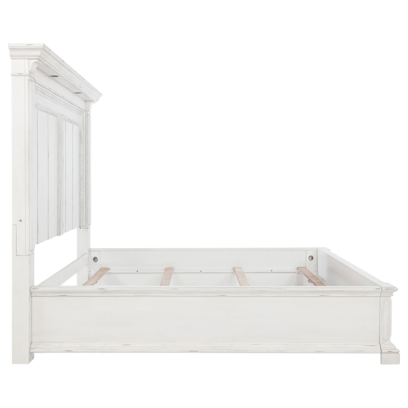 Coaster McKinney Wood California King LED Light Panel Bed in Vintage White