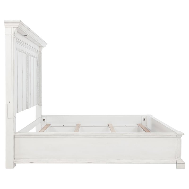 Coaster McKinney Wood Queen LED Light Panel Bed in Vintage White