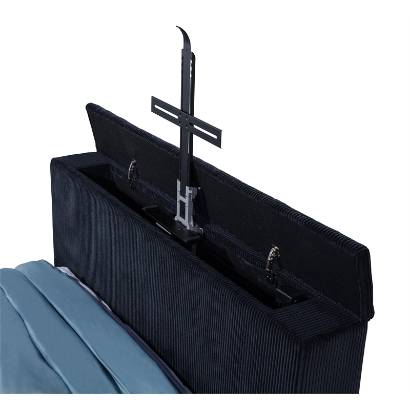 Coaster Tisdall Fabric California King Flame Visualizer TV Bed in Black