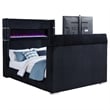 Coaster Tisdall Fabric Queen Flame Visualizer Wingback TV Bed in Black
