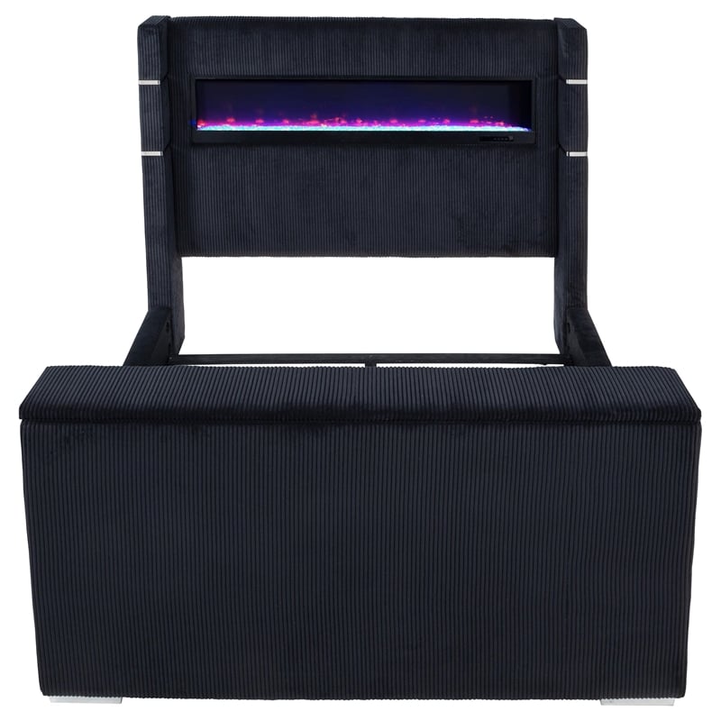 Coaster Tisdall Fabric Queen Flame Visualizer Wingback TV Bed in Black