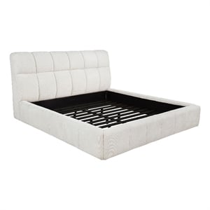 Coaster Nollet 48&quot Upholstered Fabric Eastern King Platform Bed in Cream