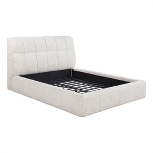 Coaster Nollet 48&quot Upholstered Fabric Queen Panel Platform Bed in Cream