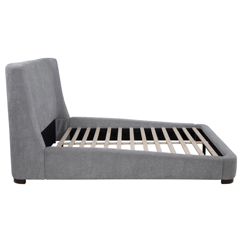 Coaster Rennes Upholstered Fabric Eastern King Wingback Platform Bed in Gray