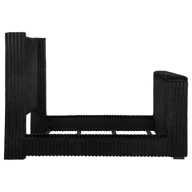 Coaster Centergrove Upholstered Velvet Queen Wingback TV Bed in Black