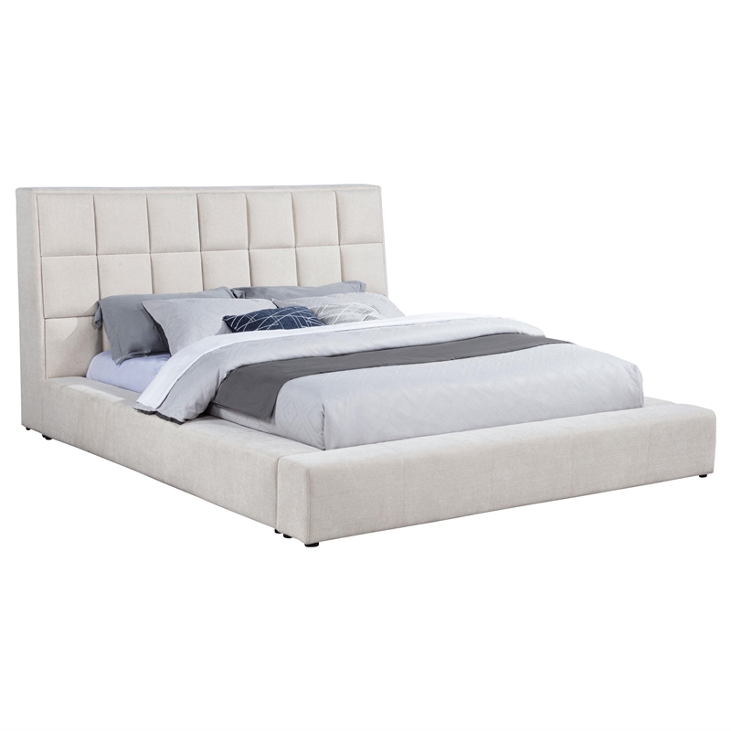 Coaster Dreux Upholstered Fabric California King Panel Platform Bed in Cream