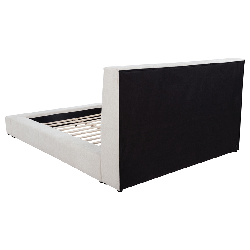 Coaster Dreux Upholstered Fabric California King Panel Platform Bed in Cream
