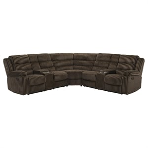 Coaster Atkinson Upholstered Fabric Reclining Sectional Sofa in Chocolate Brown