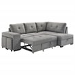 Coaster Roanne Transitional Upholstered Fabric Sleeper Sectional Sofa in Gray