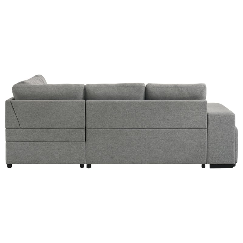 Coaster Roanne Transitional Upholstered Fabric Sleeper Sectional Sofa in Gray