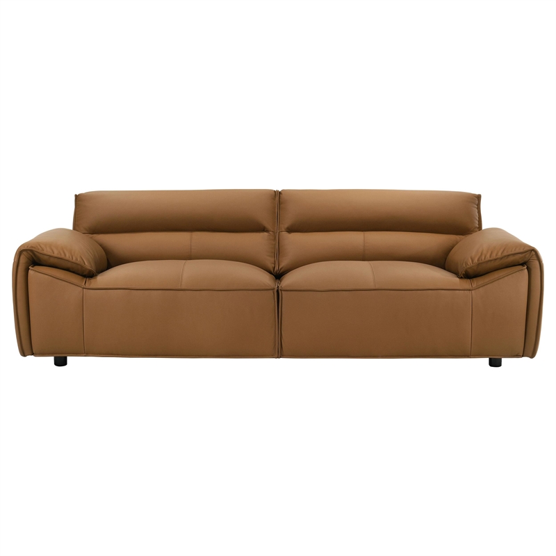 Coaster Buxton Contemporary Padded Top Grain Leather Sofa in Orange