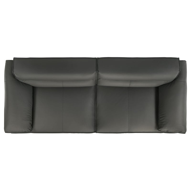 Coaster Buxton Contemporary Padded Top Grain Leather Sofa in Graphite Gray