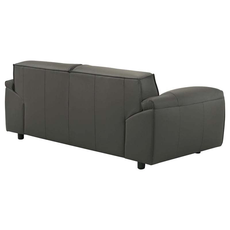 Coaster Buxton Contemporary Padded Top Grain Leather Loveseat in Graphite Gray
