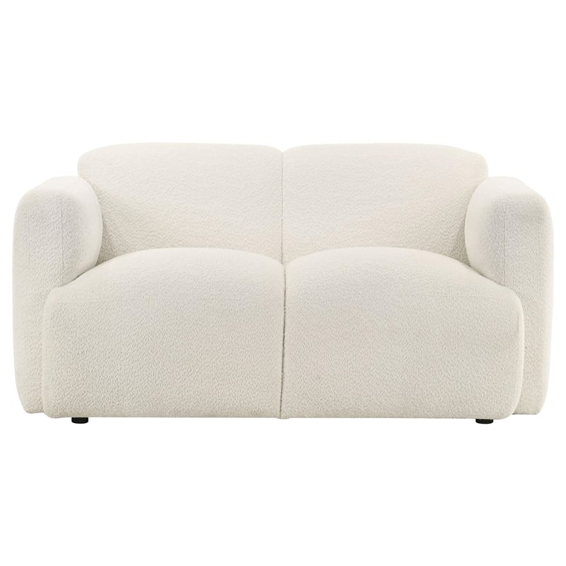 Coaster Dorset Contemporary Upholstered Fabric Round Track Arm Loveseat in White