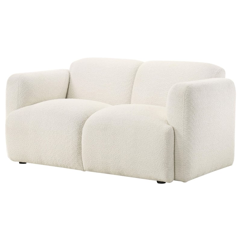 Coaster Dorset Contemporary Upholstered Fabric Round Track Arm Loveseat in White