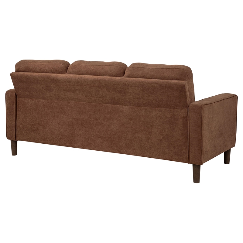 Coaster Bowen II Transitional Tufted Fabric Track Arm Sofa in Rust Brown