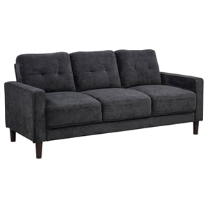 Coaster Bowen II Transitional Tufted Fabric Track Arm Sofa in Steel Gray