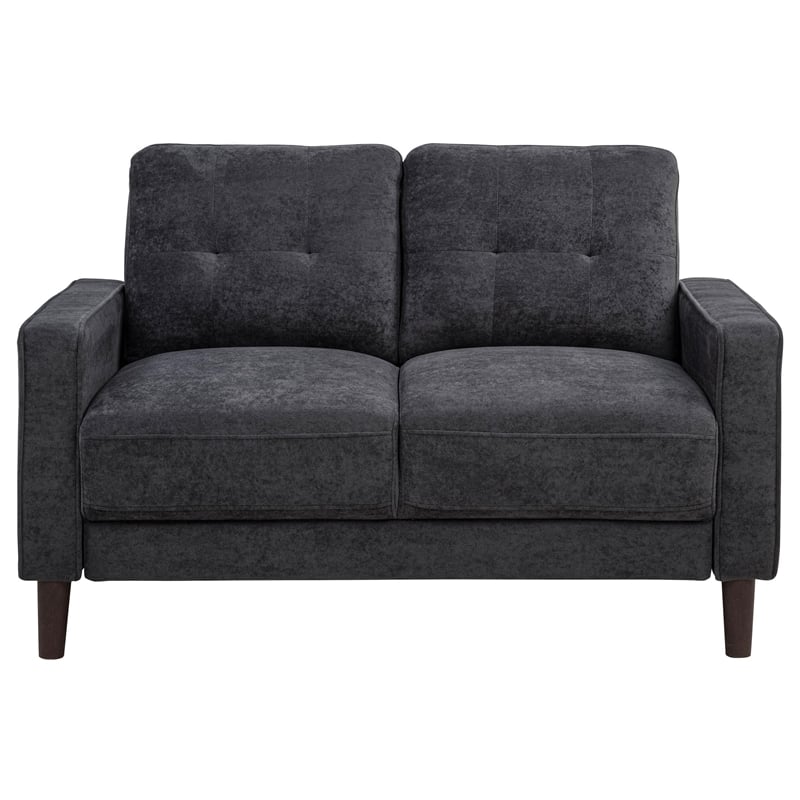 Coaster Bowen II Transitional Tufted Fabric Track Arm Loveseat in Steel Gray