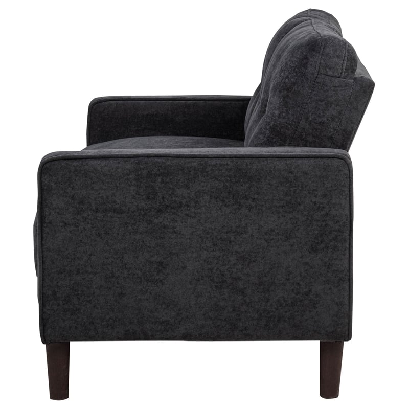 Coaster Bowen II Transitional Tufted Fabric Track Arm Loveseat in Steel Gray