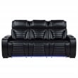 Coaster Zuma Upholstered Faux Leather Dual Power Reclining LED Sofa in Black