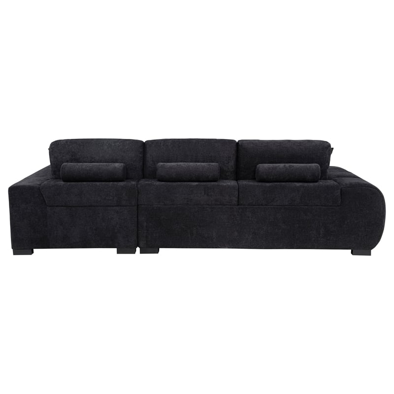 Coaster Octavia Upholstered Fabric Sectional Chaise Sofa in Black