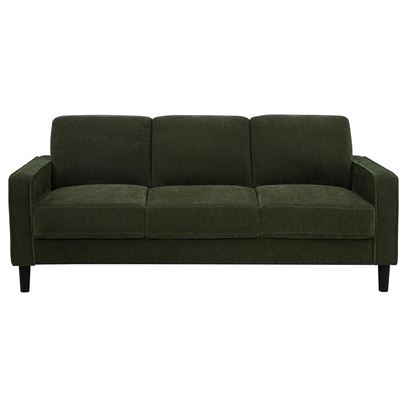 Coaster Ruth Transitional Upholstered Fabric Track Arm Sofa in Matcha Green