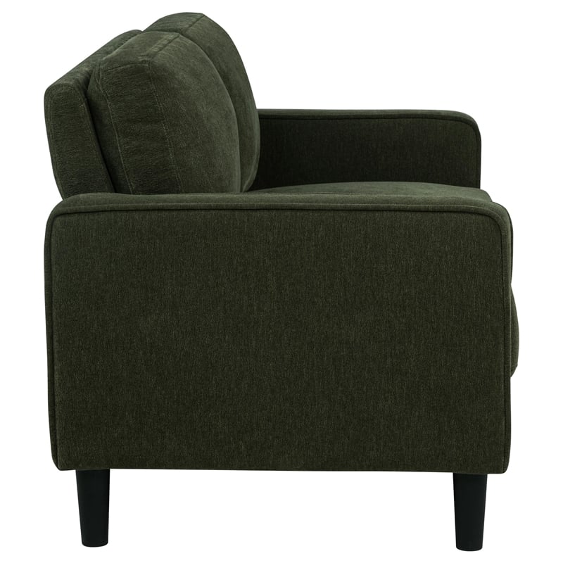 Coaster Ruth  Transitional Upholstered Fabric Track Arm Loveseat in Matcha Green