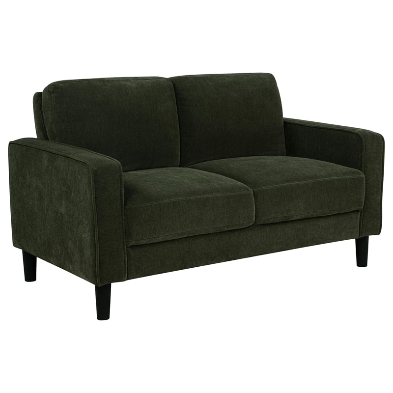 Coaster Ruth  Transitional Upholstered Fabric Track Arm Loveseat in Matcha Green