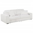 Coaster Jacana Channel Tufted Fabric Dual Power Chaise Sofa in Ivory White
