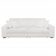 Coaster Jacana Channel Tufted Fabric Dual Power Chaise Sofa in Ivory White