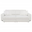 Coaster Jacana Channel Tufted Fabric Dual Power Chaise Sofa in Ivory White