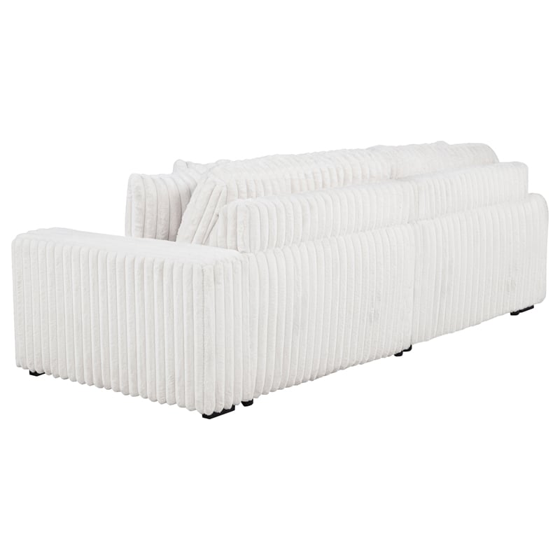 Coaster Jacana Channel Tufted Fabric Dual Power Chaise Sofa in Ivory White