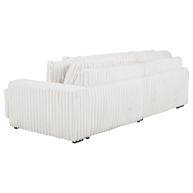 Coaster Jacana Channel Tufted Fabric Dual Power Chaise Sofa in Ivory White