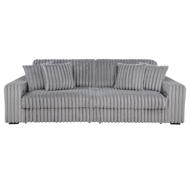 Coaster Jacana Channel Tufted Fabric Dual Power Chaise Sofa in Gray