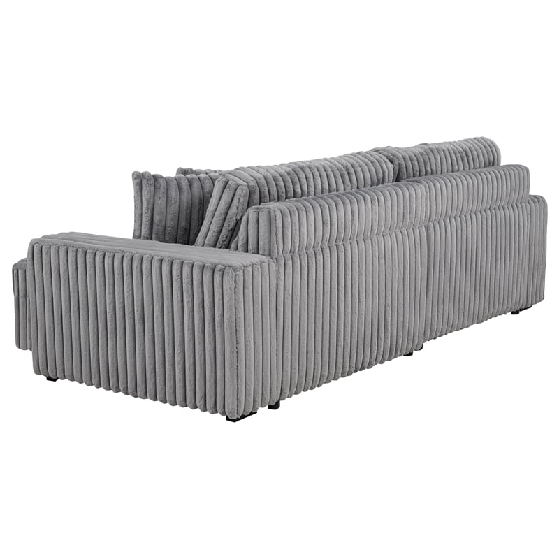 Coaster Jacana Channel Tufted Fabric Dual Power Chaise Sofa in Gray