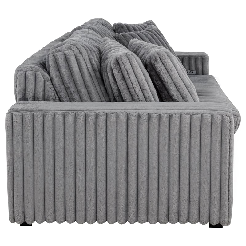 Coaster Jacana Channel Tufted Fabric Dual Power Chaise Sofa in Gray