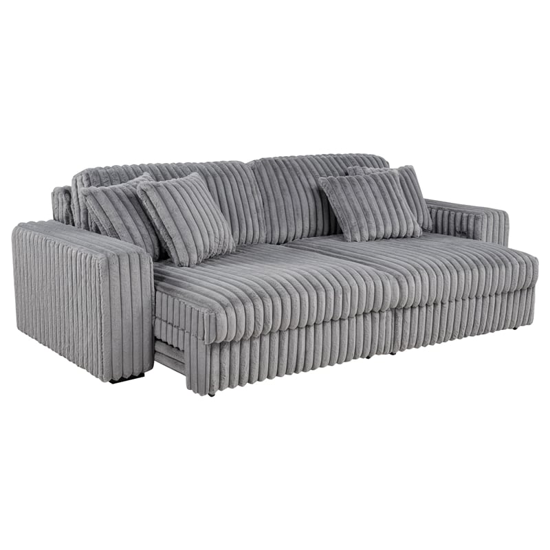 Coaster Jacana Channel Tufted Fabric Dual Power Chaise Sofa in Gray