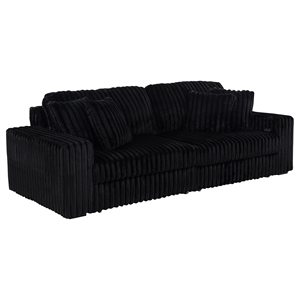 Coaster Jacana Channel Tufted Fabric Dual Power Chaise Sofa in Black