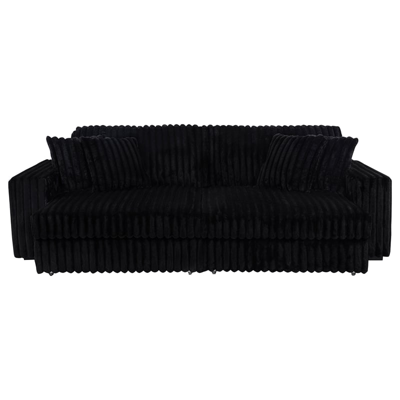Coaster Jacana Channel Tufted Fabric Dual Power Chaise Sofa in Black