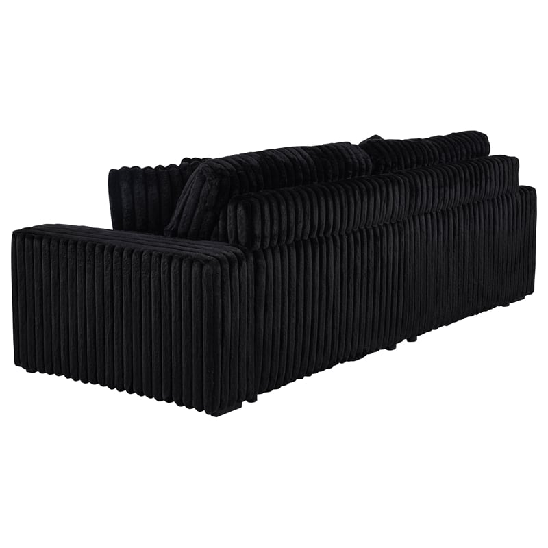Coaster Jacana Channel Tufted Fabric Dual Power Chaise Sofa in Black