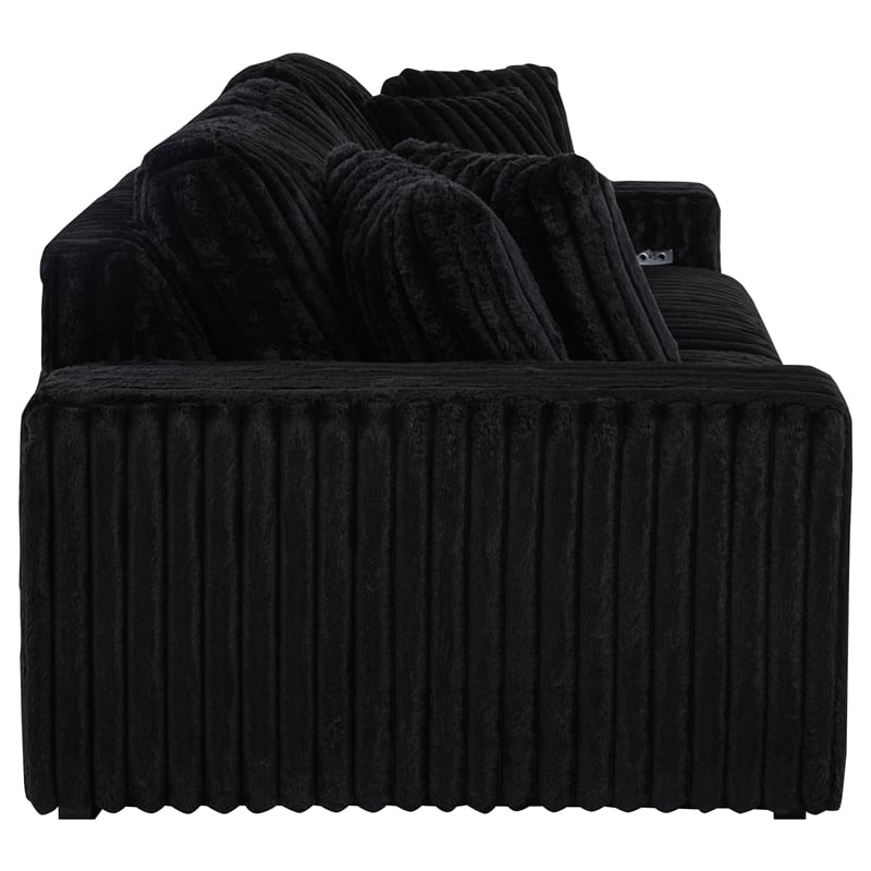 Coaster Jacana Channel Tufted Fabric Dual Power Chaise Sofa in Black