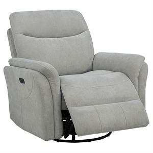Coaster Adler Upholstered Fabric Power Swivel Glider Recliner in Ivory