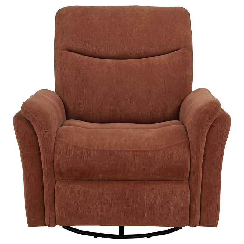 Coaster Adler Upholstered Fabric Power Swivel Glider Recliner in Rust