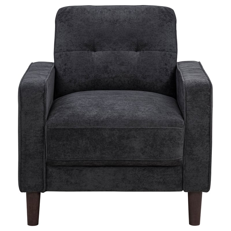 Coaster Bowen II Transitional Tufted Fabric Track Arm Accent Chair in Steel Gray