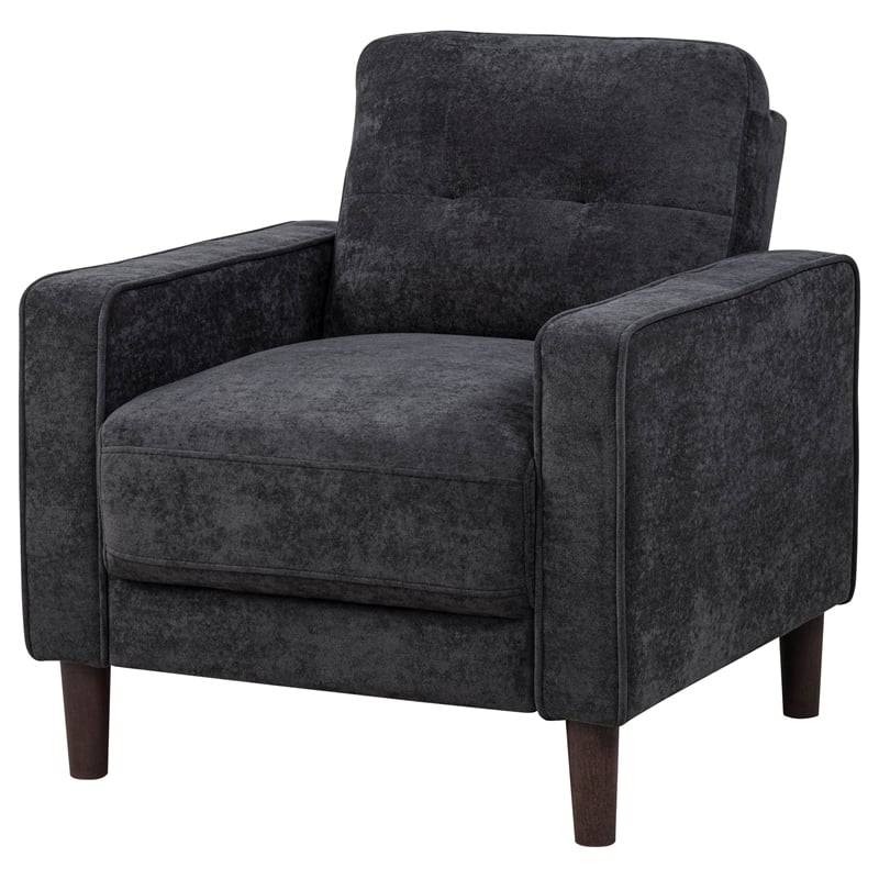 Coaster Bowen II Transitional Tufted Fabric Track Arm Accent Chair in Steel Gray
